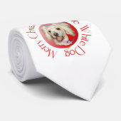 Cravate Joyeux Noël Petit Chien Blanc Caniche / Bichon (Roulé)