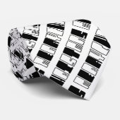 Cravate Joyeux Noël Piano Keys Typographie noir blanc (Roulé)