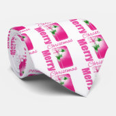 Cravate Joyeux Noël rose Whimsical boîte cadeau v3 (Roulé)