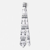 Cravate Joyeux Oeufs de Pâques Noir blanc mignet (Devant)