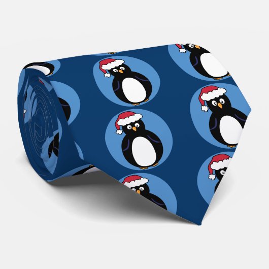 Cravate Joyeux pingouin de Noël (Roulé)