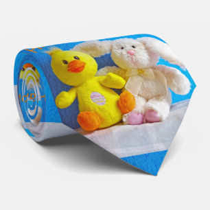 Cravate Joyeux poussin de Pâques + lapin