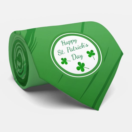 Cravate Joyeux Saint Patrick`s Day Shamrock vert irlandais (Roulé)