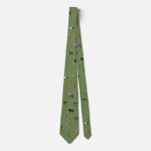 Cravate Jungle Safari Animals Pattern Green Neck Tie (Devant)