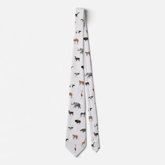 Cravate Jungle Safari Animals Pattern Stone White Neck Tie (Devant)