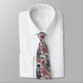 Cravate Jus gris et fleurs (Attaché)