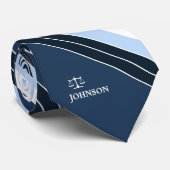 Cravate Justice d'avocat des rayures de blanc de bleu (Roulé)