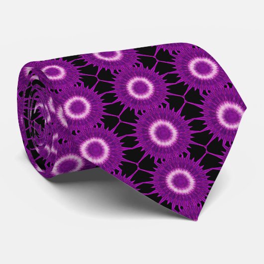 Cravate Kaleidoscope Design Art rose violet (Roulé)