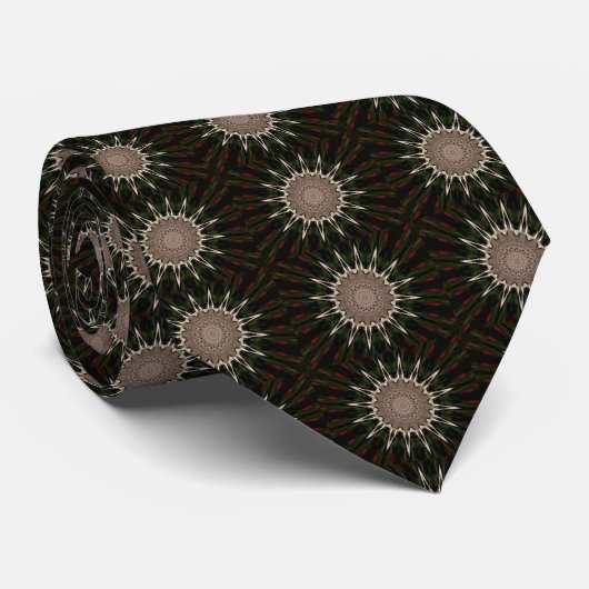 Cravate Kaleidoscope Design Vert foncé Rouge Brown (Roulé)