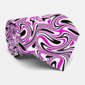 Cravate Kaleidoscope rose et noir (Roulé)