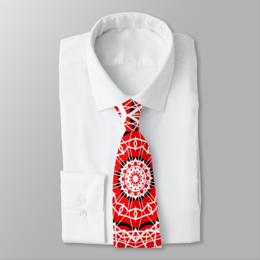 Cravate Kaleidoscope Rouge Blanc Aléatoire (Attaché)
