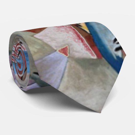 Cravate Kandinsky En Gris Abstrait Artwork Maroon (Roulé)