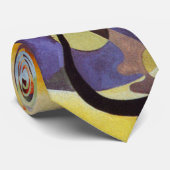 Cravate Kandinsky jaune bleu Abstrait (Roulé)