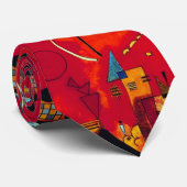 Cravate Kandinsky Rouge Noir Art Abstrait (Roulé)