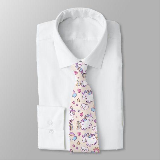 Cravate Kawaii chubby volant licorne arc-en-ciel motif (Attaché)
