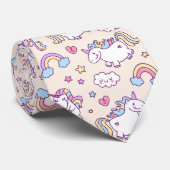 Cravate Kawaii chubby volant licorne arc-en-ciel motif (Roulé)