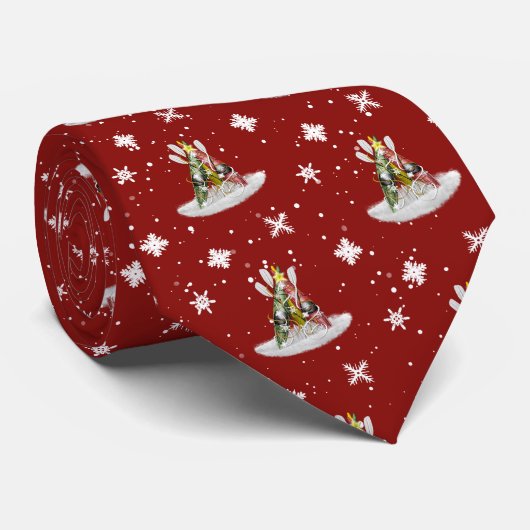 Cravate Kayak Christmas Tree motif monogrammed (Roulé)