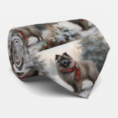 Cravate Keeshond Chien dans Noël enneigé (Roulé)