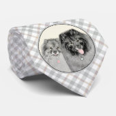 Cravate Keeshond Graphics Keeshond Maman et son (Roulé)