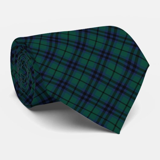 Cravate Keith Clan Tartan moderne bleu foncé et vert plaid (Roulé)
