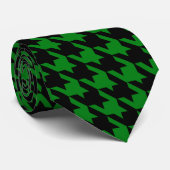 Cravate Kelly Green & Black Large Houndstooth Check (Roulé)