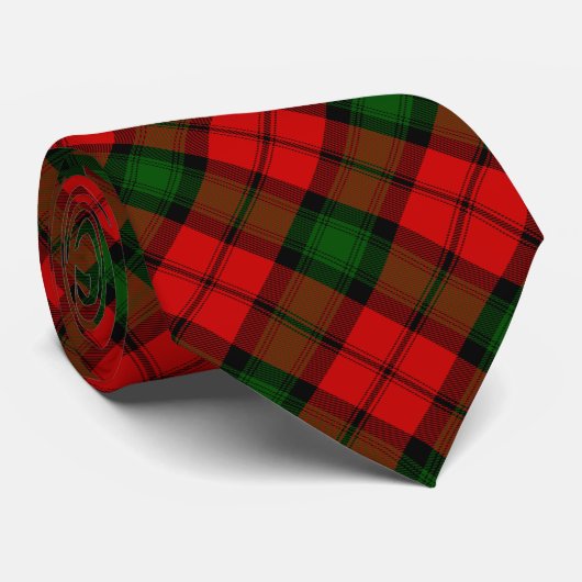 Cravate Kerr tartan rouge vert plaid (Roulé)