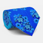 Cravate Ketmie et tortues bleues de Honu (Roulé)