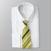 Cravate Khaki, jaune et citron vert à deux faces à rayures (Attaché)