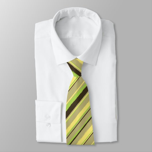 Cravate Khaki, jaune et citron vert à deux faces à rayures (Attaché)