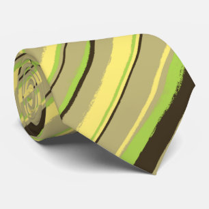 Cravate Khaki, jaune et citron vert à deux faces à rayures
