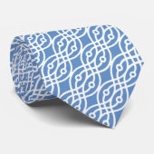 Cravate Kimono imprimé, bleu ciel et blanc (Roulé)