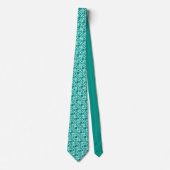 Cravate Kimono imprimé, turquoise et aqua (Devant)