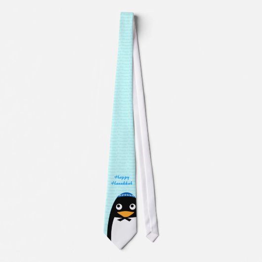 Cravate Kippa juive heureuse de pingouin de Hanoukka (Devant)