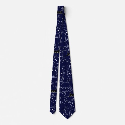 Cravate Kittens Pattern.b. KITP01 🐱.DBlue BG (Dos)