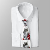 Cravate KITTY CAT, CUISINE AVEC ROSES ROUGES Noir Blanc (Attaché)