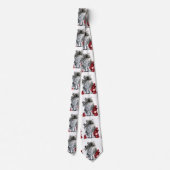 Cravate KITTY CAT, CUISINE AVEC ROSES ROUGES Noir Blanc (Dos)