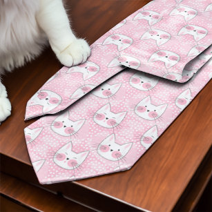 Cravate Kitty Chat fait face à drôle rose et blanc