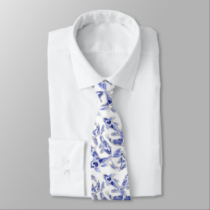 Cravate Koi bleu et blanc