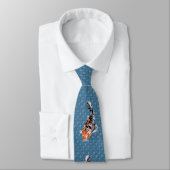Cravate Koi Fish Illustrations sur Blue Wave Arrière - pla (Attaché)