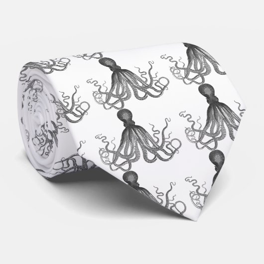 Cravate Kraken - Octopus géant noir / Cthulu (Roulé)