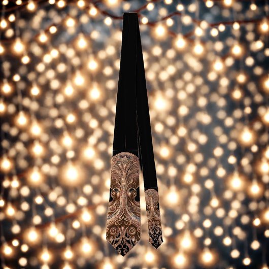 Cravate Kraken Steampunk Octopus Ornate Gold et Noir