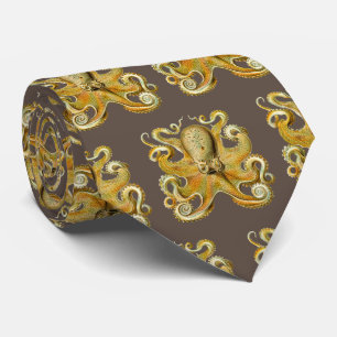 Cravate Kraken vintage, Octopus Gamochonia, Ernst Haeckel