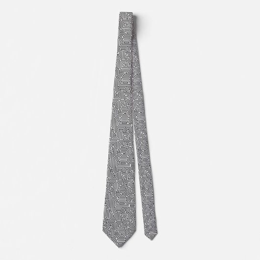Cravate Kuba Maze Style 221019 - Noir sur blanc (Devant)