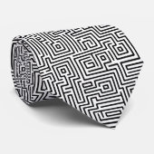 Cravate Kuba Maze Style 221019 - Noir sur blanc (Roulé)