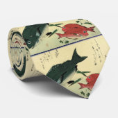 Cravate Kurodai & Akadai - Impression de poisson japonais  (Roulé)