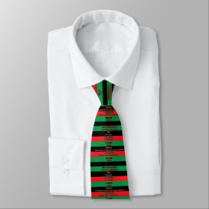 Cravate Kwanzaa Sept Principes Rouge Vert Noir
