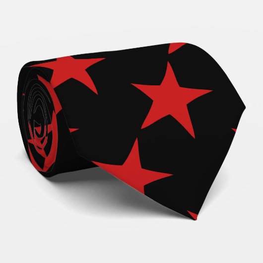 Cravate La conception d'étoile de rouge et de noir a (Roulé)