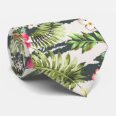 Cravate La ketmie tropicale fleurit le motif de rayures de (Roulé)