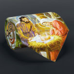 Cravate La Nativité De Noël De Jésus Dans Le Manger<br><div class="desc">Le bébé Jésus se trouve dans la crèche avec Joseph et Marie regardant adorablement leur miracle. Une magnifique crèche traditionnelle.</div>