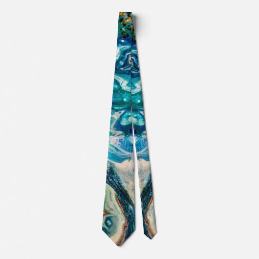 Cravate La peinture abstraite de la glace et du poisson (Devant)